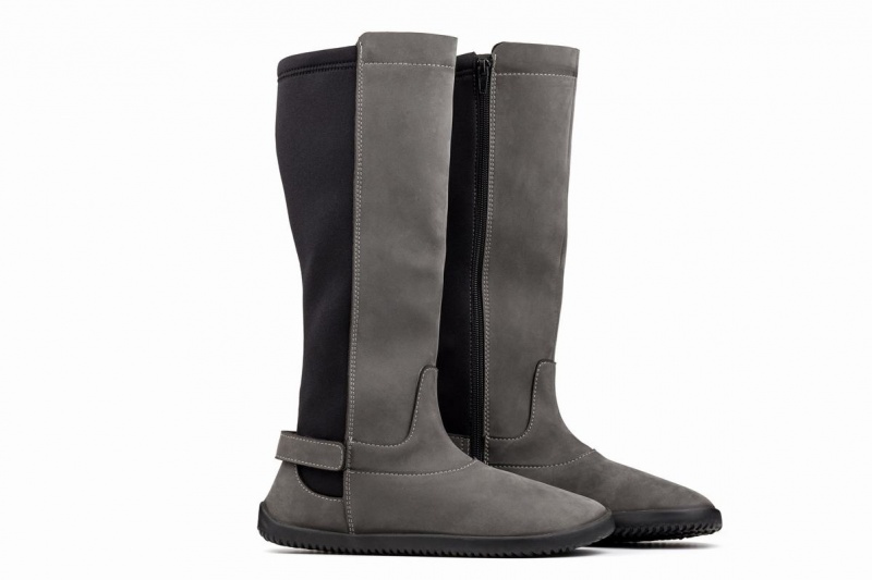 Botas Altas Ahinsa Nubuck Barefoot Mujer Gris | JFS1877SU