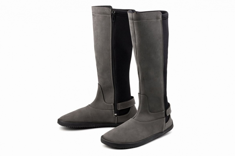 Botas Altas Ahinsa Nubuck Barefoot Mujer Gris | JFS1877SU