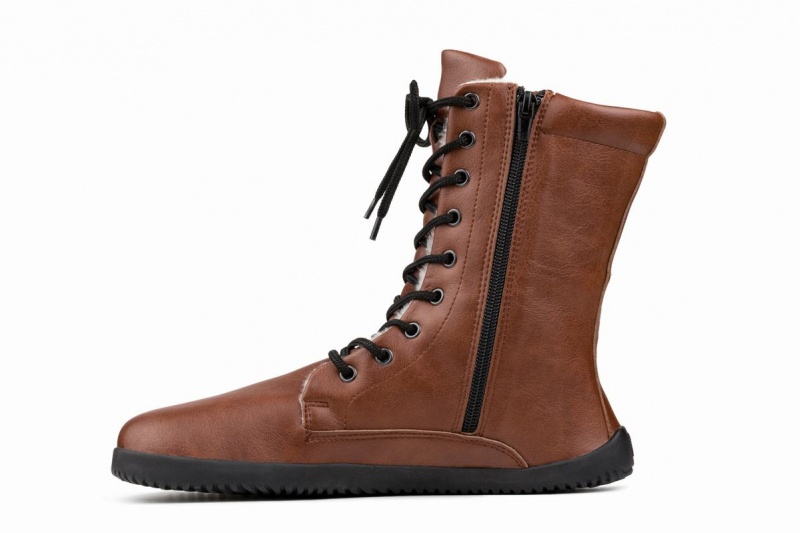 Botas de Invierno Ahinsa Jaya Zip-up Barefoot Mujer Marrones | ENX8379VY