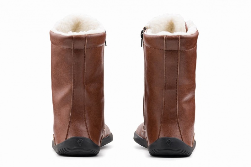 Botas de Invierno Ahinsa Jaya Zip-up Barefoot Mujer Marrones | ENX8379VY