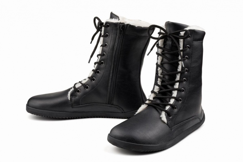 Botas de Invierno Ahinsa Jaya Zip-up Barefoot Mujer Negras | GGP161SR