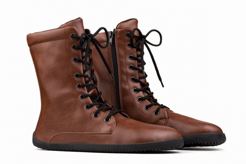 Botas de Invierno Ahinsa Jaya Zip-up Barefoot Mujer Marrones | AAT1957VX