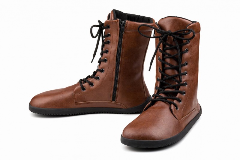 Botas de Invierno Ahinsa Jaya Zip-up Barefoot Mujer Marrones | AAT1957VX