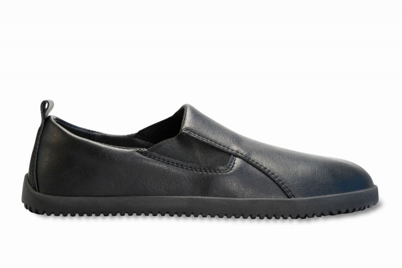 Zapatillas Sin Cordones Ahinsa Vegan Cuero Barefoot Hombre Negras | KLY9291WI